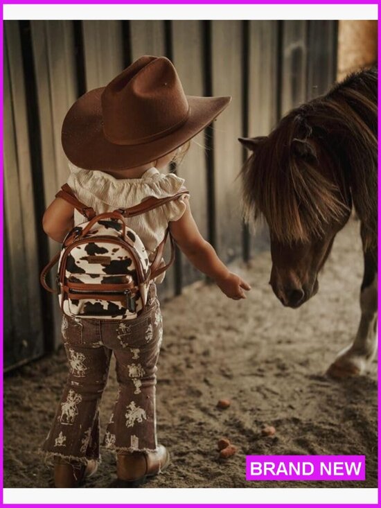 Mini Backpack Purse Vegan Leather Cow Print Western Style Daypack Lightweight main image 3